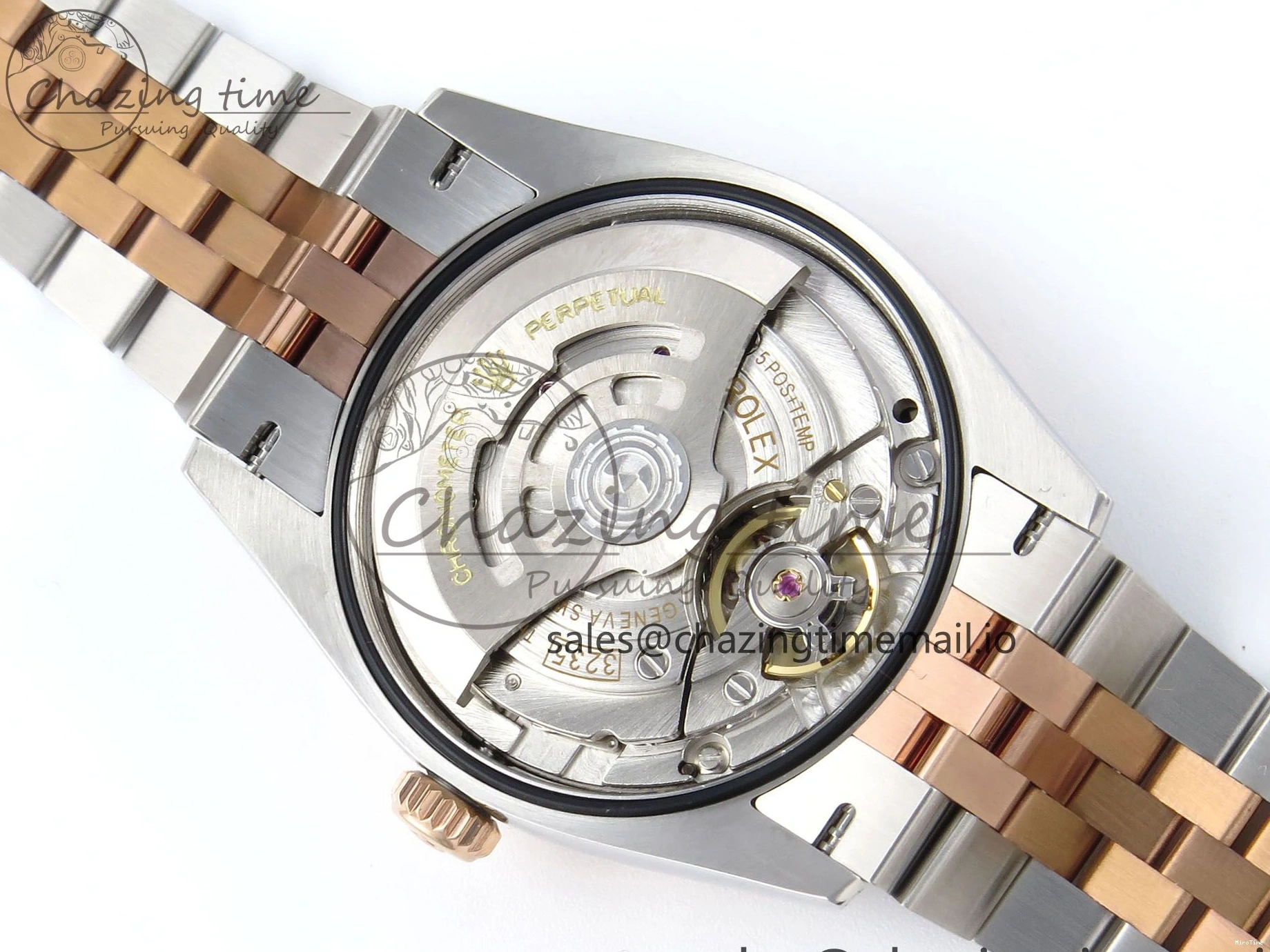 MiroTime 0204 SmoothTexture DateJust 36 126231 EWEF Best Edition Brown Dial Stick Marker on SS RG Jubilee Bracelet A 592